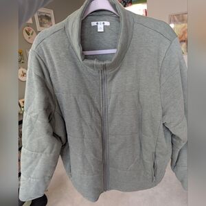 Quilted zip up sweatshirt jacket green size XL